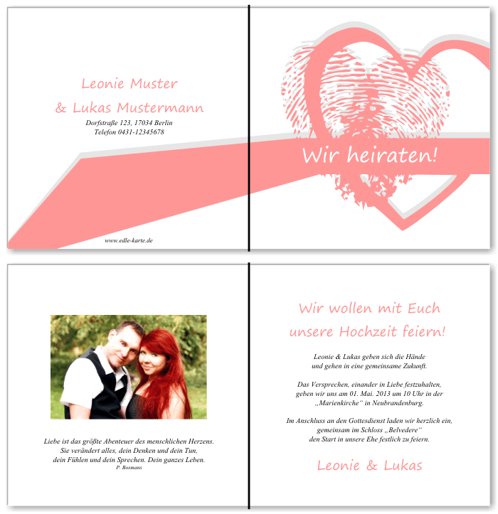  Einladungskarten Hochzeit, Hochzeitseinladungen, Hochzeitskarten, Einladungen f&uuml;r Hochzeit