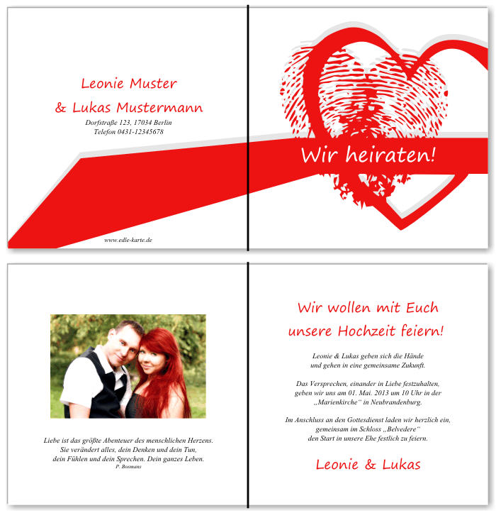  Einladungskarten Hochzeit, Hochzeitseinladungen, Hochzeitskarten, Einladungen f&uuml;r Hochzeit