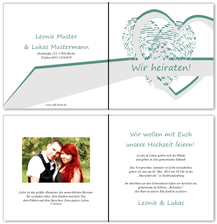  Einladungskarten Hochzeit, Hochzeitseinladungen, Hochzeitskarten, Einladungen f&uuml;r Hochzeit