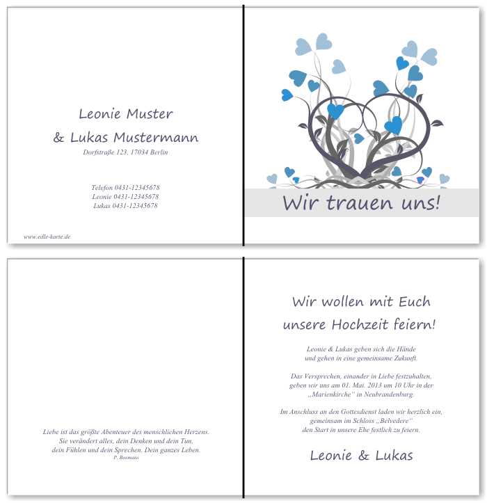  Einladungskarten Hochzeit, Hochzeitseinladungen, Hochzeitskarten, Einladungen f&uuml;r Hochzeit