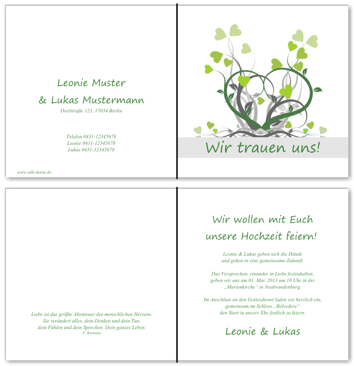  Einladungskarten Hochzeit, Hochzeitseinladungen, Hochzeitskarten, Einladungen f&uuml;r Hochzeit