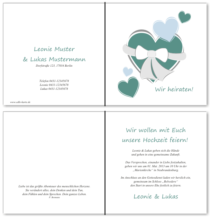  Einladungskarten Hochzeit, Hochzeitseinladungen, Hochzeitskarten, Einladungen f&uuml;r Hochzeit