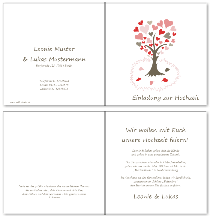  Einladungskarten Hochzeit, Hochzeitseinladungen, Hochzeitskarten, Einladungen f&uuml;r Hochzeit