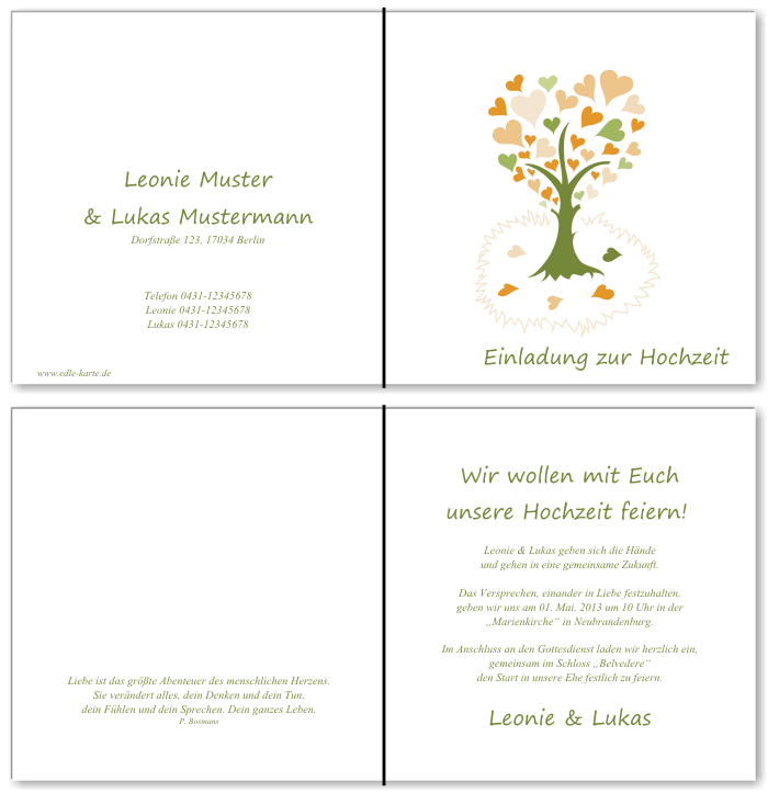  Einladungskarten Hochzeit, Hochzeitseinladungen, Hochzeitskarten, Einladungen f&uuml;r Hochzeit