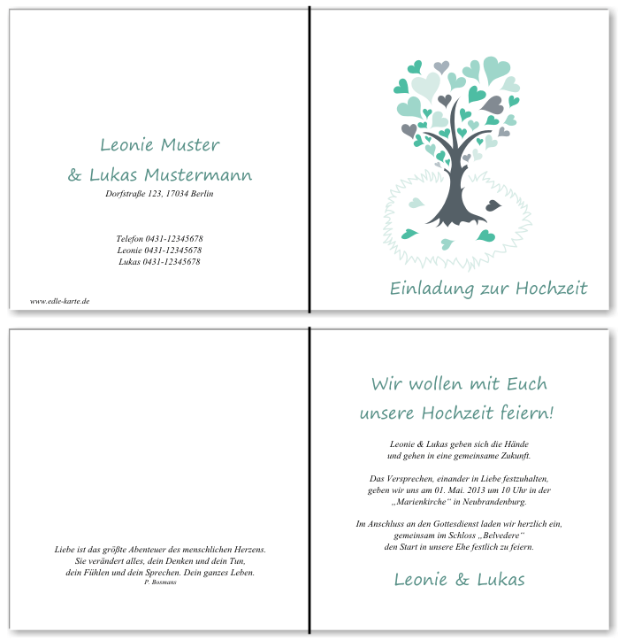  Einladungskarten Hochzeit, Hochzeitseinladungen, Hochzeitskarten, Einladungen f&uuml;r Hochzeit