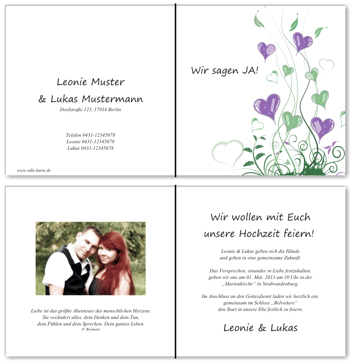  Einladungskarten Hochzeit, Hochzeitseinladungen, Hochzeitskarten, Einladungen f&uuml;r Hochzeit