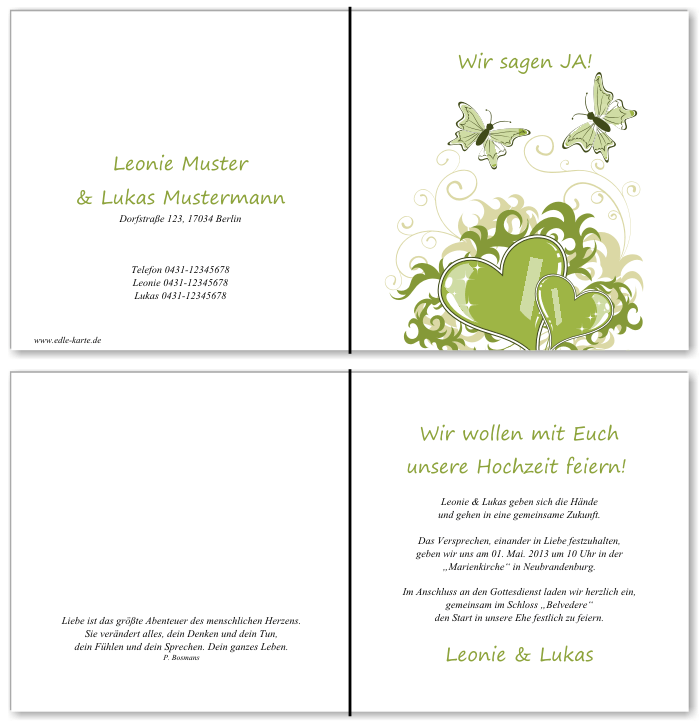  Einladungskarten Hochzeit, Hochzeitseinladungen, Hochzeitskarten, Einladungen f&uuml;r Hochzeit