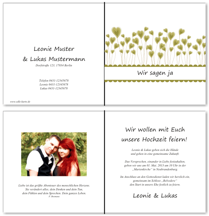  Einladungskarten Hochzeit, Hochzeitseinladungen, Hochzeitskarten, Einladungen f&uuml;r Hochzeit
