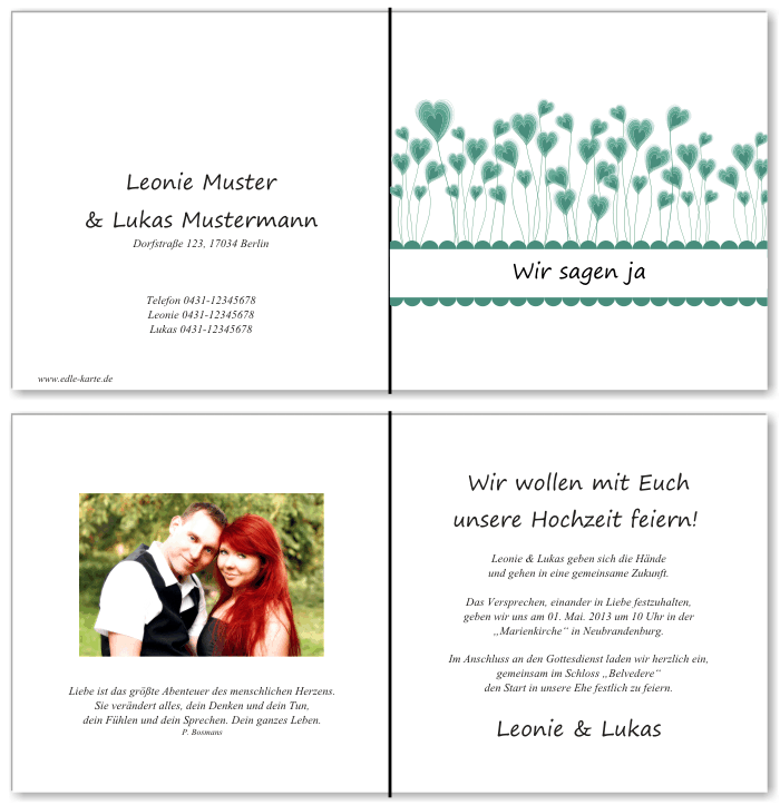  Einladungskarten Hochzeit, Hochzeitseinladungen, Hochzeitskarten, Einladungen f&uuml;r Hochzeit