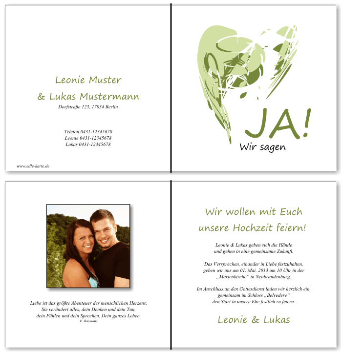  Einladungskarten Hochzeit, Hochzeitseinladungen, Hochzeitskarten, Einladungen f&uuml;r Hochzeit