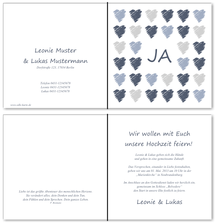  Einladungskarten Hochzeit, Hochzeitseinladungen, Hochzeitskarten, Einladungen f&uuml;r Hochzeit