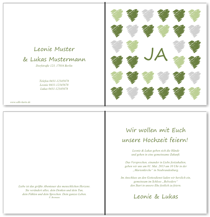  Einladungskarten Hochzeit, Hochzeitseinladungen, Hochzeitskarten, Einladungen f&uuml;r Hochzeit