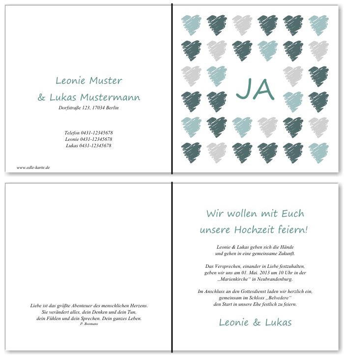  Einladungskarten Hochzeit, Hochzeitseinladungen, Hochzeitskarten, Einladungen f&uuml;r Hochzeit