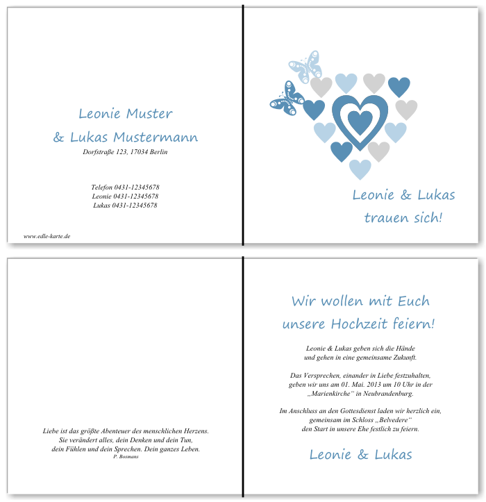  Einladungskarten Hochzeit, Hochzeitseinladungen, Hochzeitskarten, Einladungen f&uuml;r Hochzeit