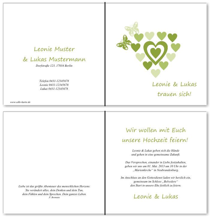  Einladungskarten Hochzeit, Hochzeitseinladungen, Hochzeitskarten, Einladungen f&uuml;r Hochzeit