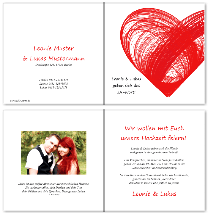  Einladungskarten Hochzeit, Hochzeitseinladungen, Hochzeitskarten, Einladungen f&uuml;r Hochzeit