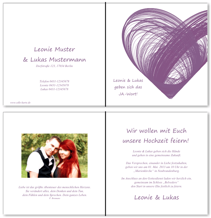  Einladungskarten Hochzeit, Hochzeitseinladungen, Hochzeitskarten, Einladungen f&uuml;r Hochzeit