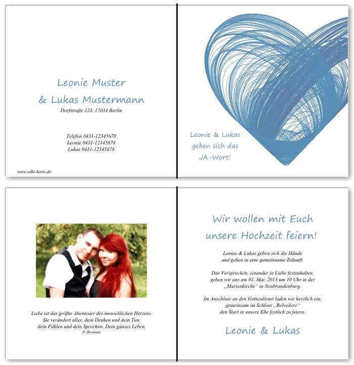  Einladungskarten Hochzeit, Hochzeitseinladungen, Hochzeitskarten, Einladungen f&uuml;r Hochzeit