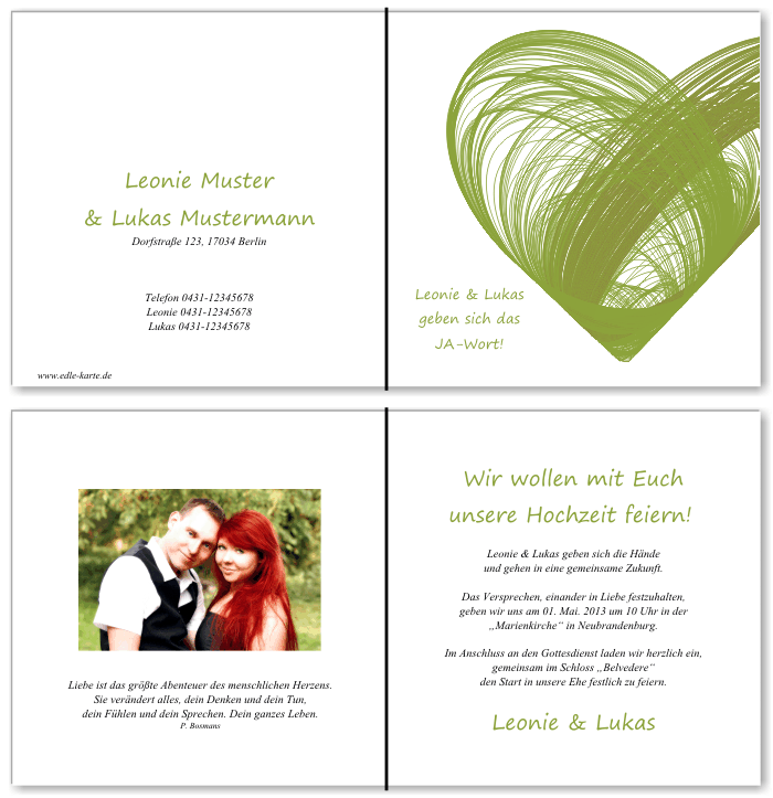  Einladungskarten Hochzeit, Hochzeitseinladungen, Hochzeitskarten, Einladungen f&uuml;r Hochzeit