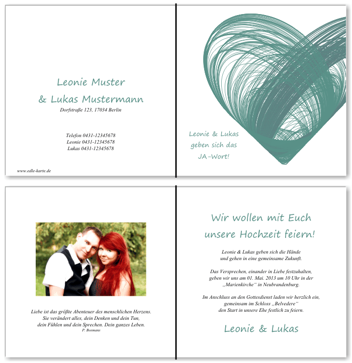  Einladungskarten Hochzeit, Hochzeitseinladungen, Hochzeitskarten, Einladungen f&uuml;r Hochzeit