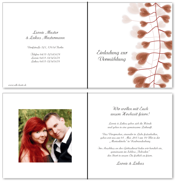  Einladungskarten Hochzeit, Hochzeitseinladungen, Hochzeitskarten, Einladungen f&uuml;r Hochzeit