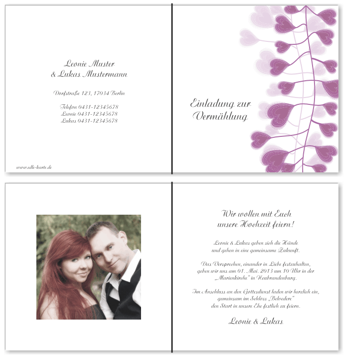  Einladungskarten Hochzeit, Hochzeitseinladungen, Hochzeitskarten, Einladungen f&uuml;r Hochzeit