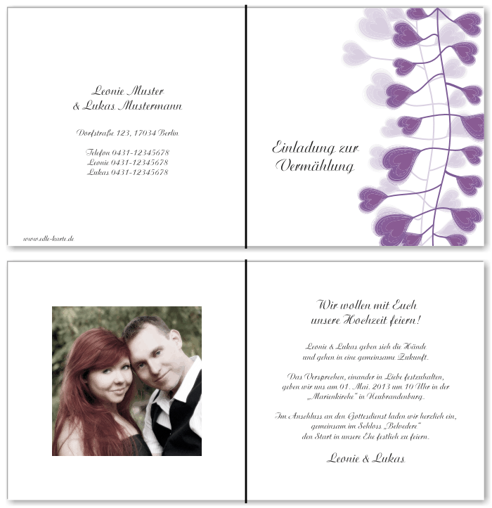  Einladungskarten Hochzeit, Hochzeitseinladungen, Hochzeitskarten, Einladungen f&uuml;r Hochzeit