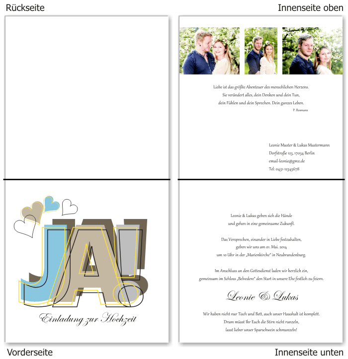  Einladungskarten Hochzeit, Hochzeitseinladungen, Hochzeitskarten, Einladungen f&uuml;r Hochzeit