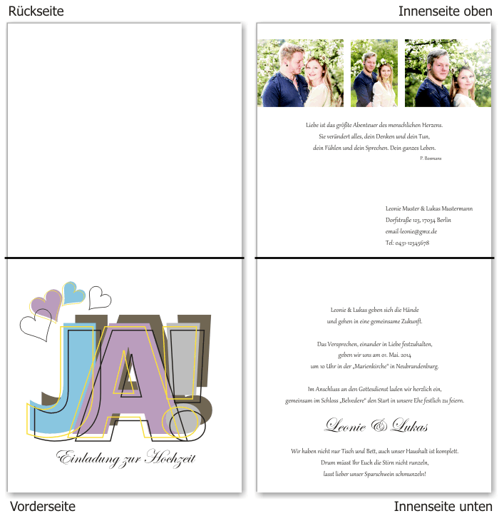  Einladungskarten Hochzeit, Hochzeitseinladungen, Hochzeitskarten, Einladungen f&uuml;r Hochzeit