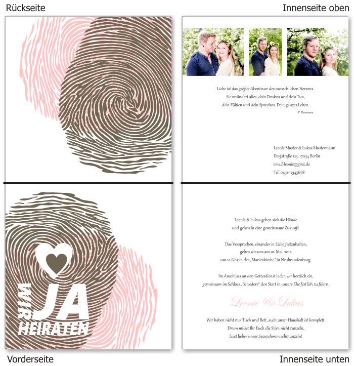  Einladungskarten Hochzeit, Hochzeitseinladungen, Hochzeitskarten, Einladungen f&uuml;r Hochzeit