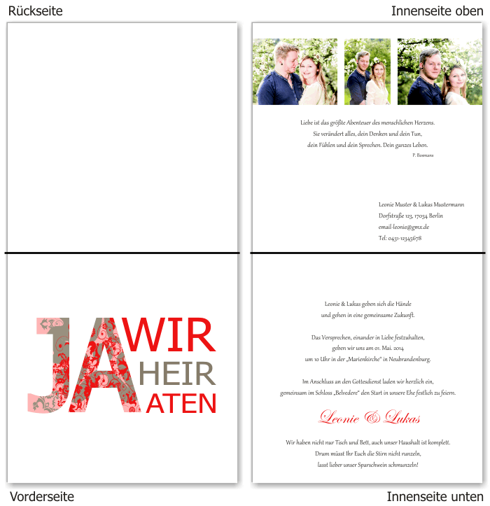  Einladungskarten Hochzeit, Hochzeitseinladungen, Hochzeitskarten, Einladungen f&uuml;r Hochzeit