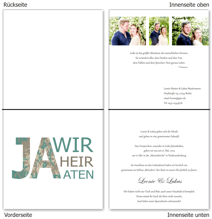 Einladungskarten Hochzeit, Hochzeitseinladungen, Hochzeitskarten, Einladungen f&uuml;r Hochzeit