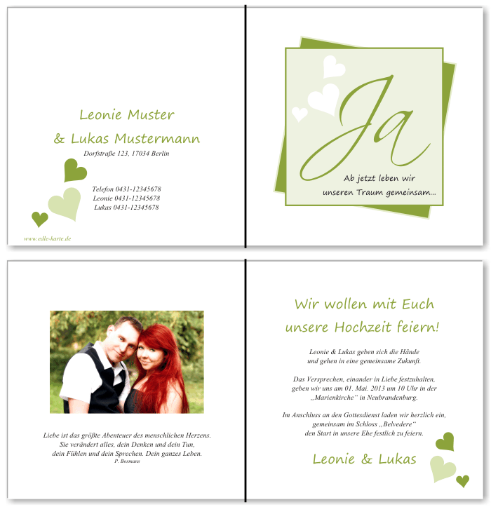  Einladungskarten Hochzeit, Hochzeitseinladungen, Hochzeitskarten, Einladungen f&uuml;r Hochzeit