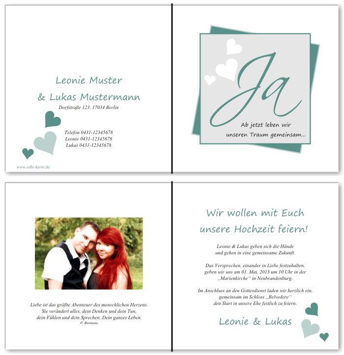  Einladungskarten Hochzeit, Hochzeitseinladungen, Hochzeitskarten, Einladungen f&uuml;r Hochzeit