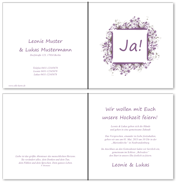  Einladungskarten Hochzeit, Hochzeitseinladungen, Hochzeitskarten, Einladungen f&uuml;r Hochzeit