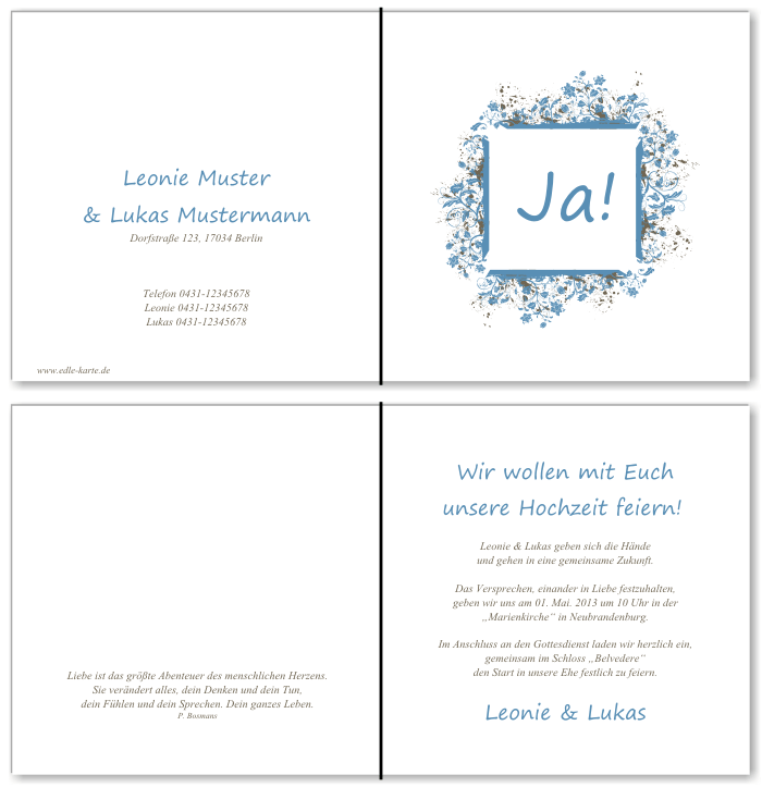  Einladungskarten Hochzeit, Hochzeitseinladungen, Hochzeitskarten, Einladungen f&uuml;r Hochzeit