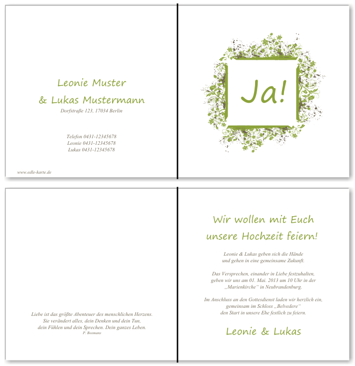  Einladungskarten Hochzeit, Hochzeitseinladungen, Hochzeitskarten, Einladungen f&uuml;r Hochzeit