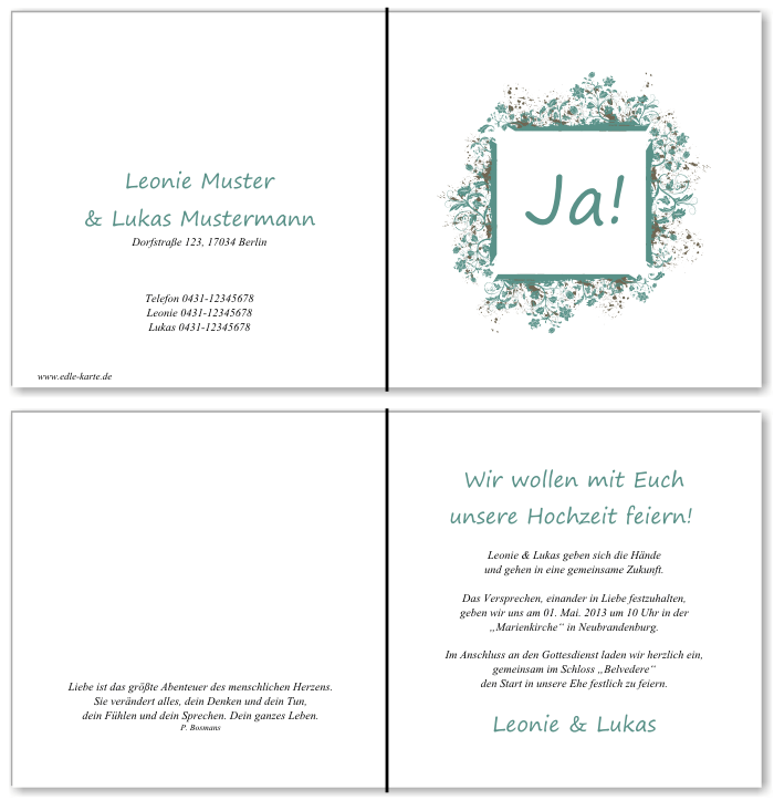  Einladungskarten Hochzeit, Hochzeitseinladungen, Hochzeitskarten, Einladungen f&uuml;r Hochzeit