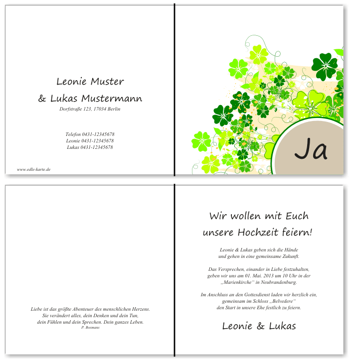  Einladungskarten Hochzeit, Hochzeitseinladungen, Hochzeitskarten, Einladungen f&uuml;r Hochzeit