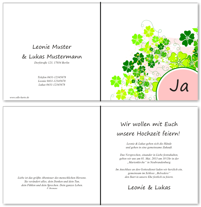  Einladungskarten Hochzeit, Hochzeitseinladungen, Hochzeitskarten, Einladungen f&uuml;r Hochzeit