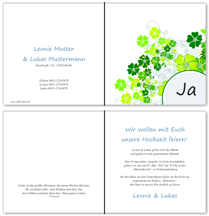  Einladungskarten Hochzeit, Hochzeitseinladungen, Hochzeitskarten, Einladungen f&uuml;r Hochzeit