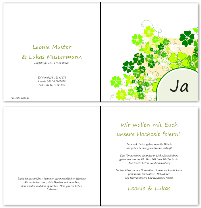  Einladungskarten Hochzeit, Hochzeitseinladungen, Hochzeitskarten, Einladungen f&uuml;r Hochzeit