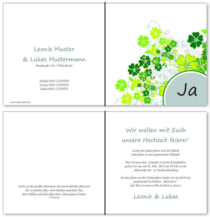  Einladungskarten Hochzeit, Hochzeitseinladungen, Hochzeitskarten, Einladungen f&uuml;r Hochzeit