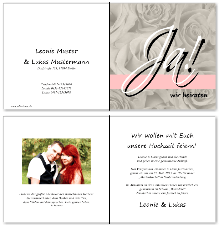  Einladungskarten Hochzeit, Hochzeitseinladungen, Hochzeitskarten, Einladungen f&uuml;r Hochzeit