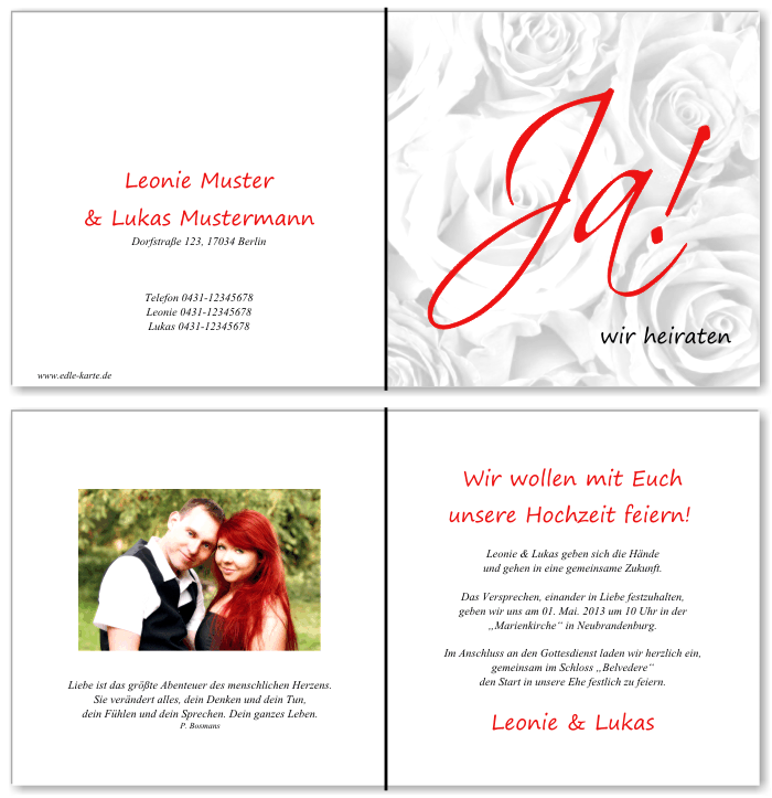  Einladungskarten Hochzeit, Hochzeitseinladungen, Hochzeitskarten, Einladungen f&uuml;r Hochzeit