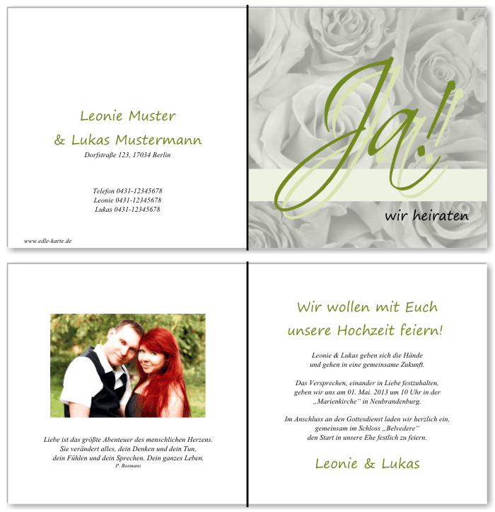  Einladungskarten Hochzeit, Hochzeitseinladungen, Hochzeitskarten, Einladungen f&uuml;r Hochzeit