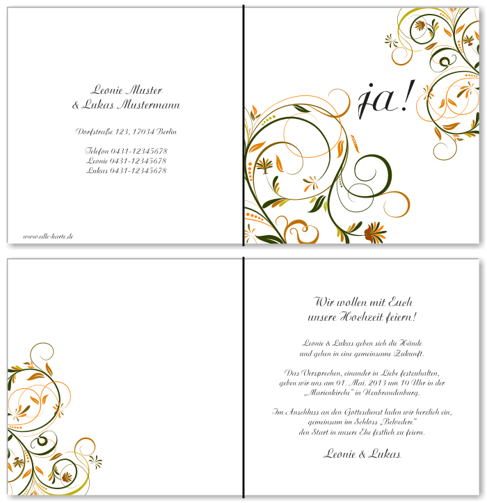  Einladungskarten Hochzeit, Hochzeitseinladungen, Hochzeitskarten, Einladungen f&uuml;r Hochzeit