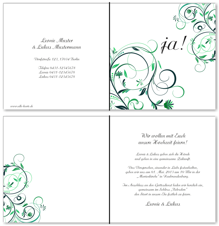  Einladungskarten Hochzeit, Hochzeitseinladungen, Hochzeitskarten, Einladungen f&uuml;r Hochzeit