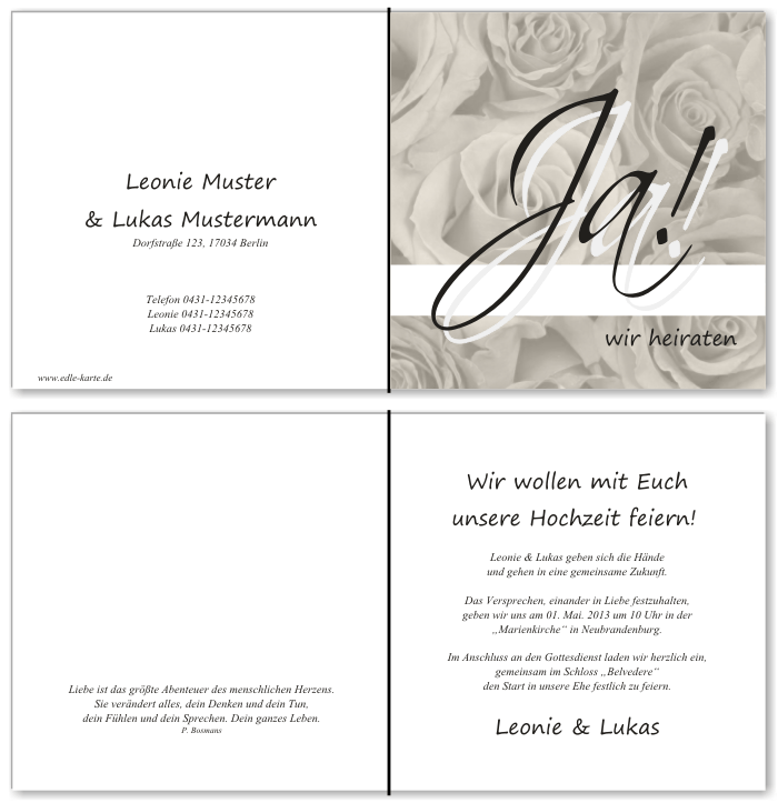  Einladungskarten Hochzeit, Hochzeitseinladungen, Hochzeitskarten, Einladungen f&uuml;r Hochzeit