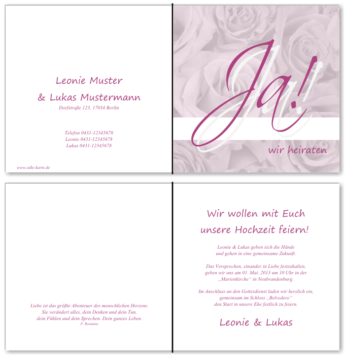  Einladungskarten Hochzeit, Hochzeitseinladungen, Hochzeitskarten, Einladungen f&uuml;r Hochzeit